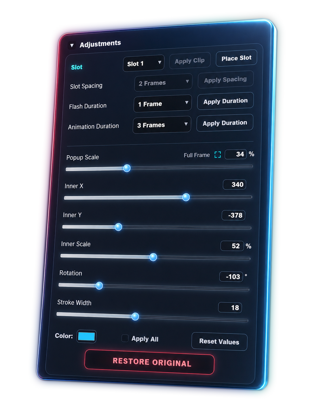 PopupLab Adjustments panel