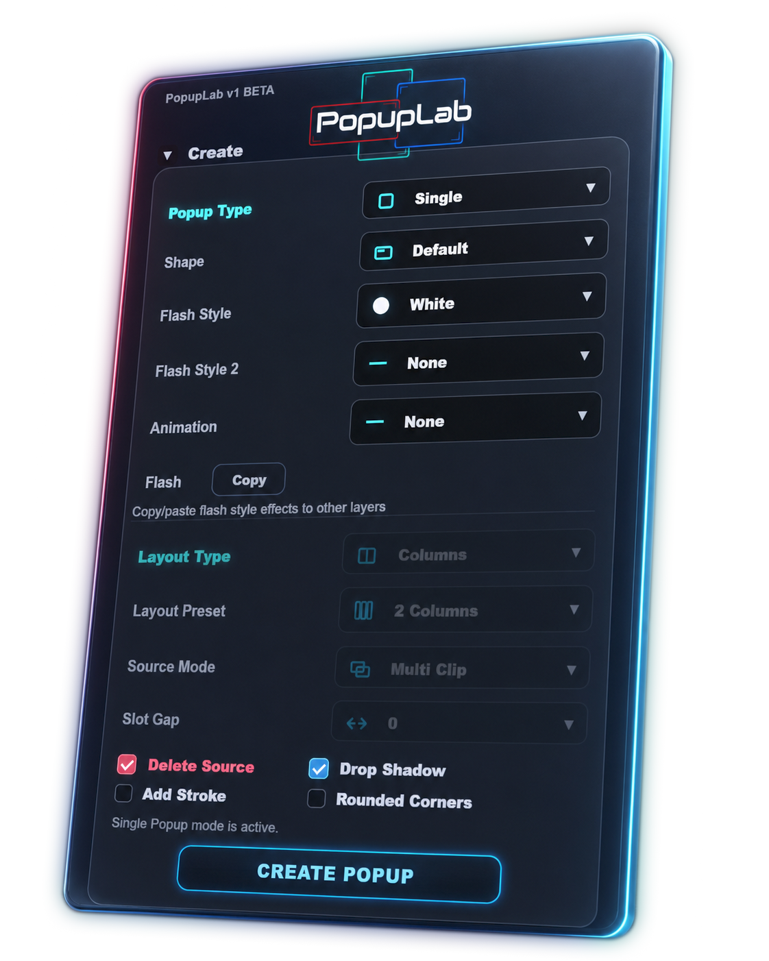 PopupLab Create panel